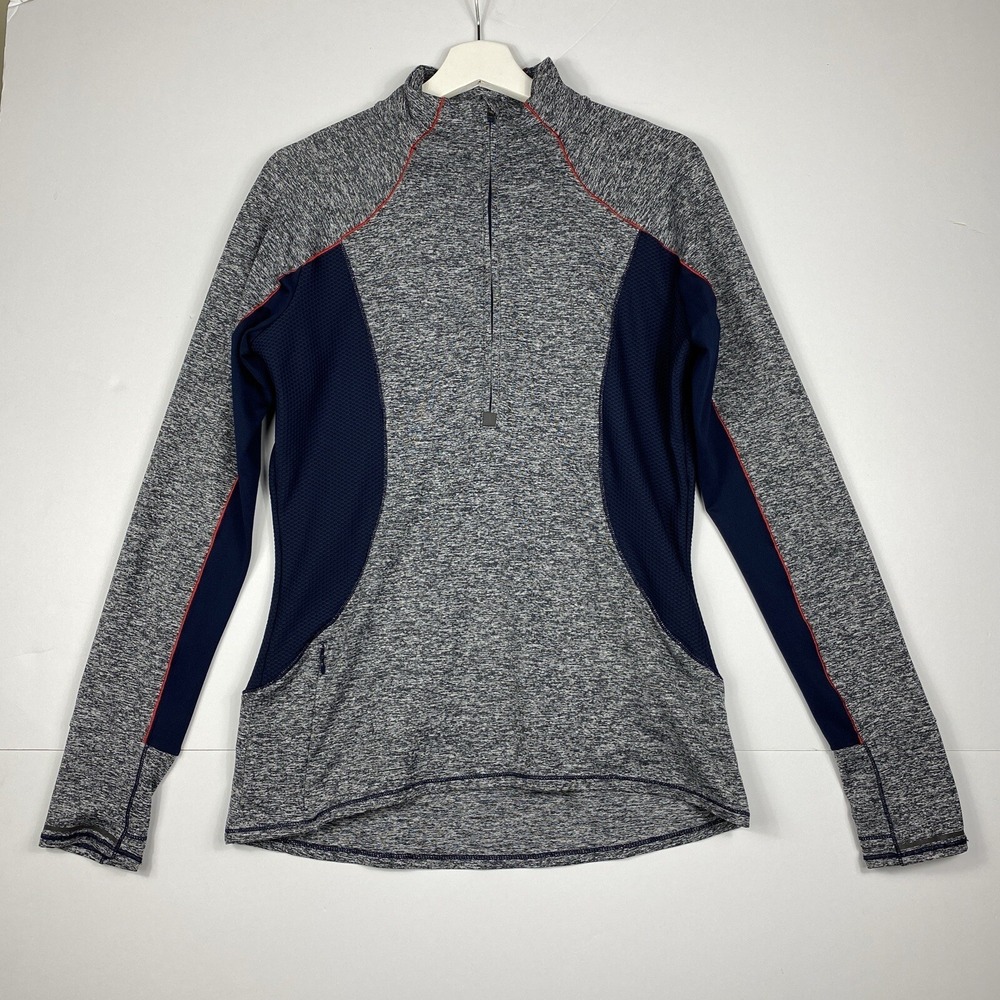 Athleta Women Running Wild Colorblock Half Zip Pullover Top Size Size M Blue